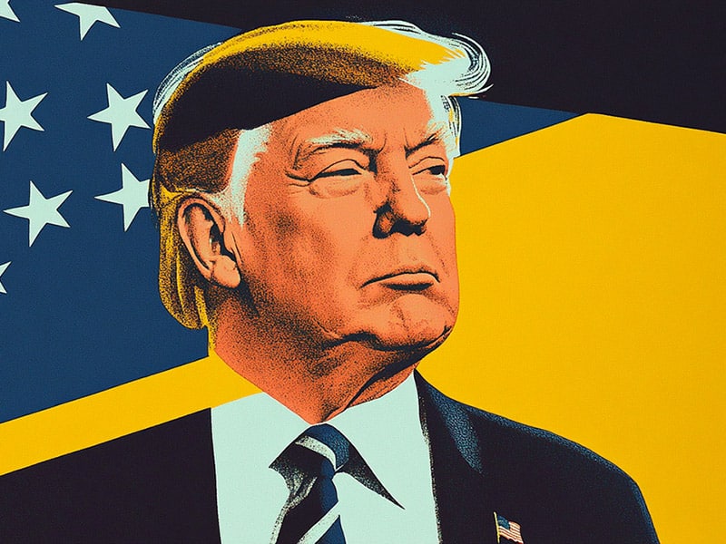 Illustration éditoriale web actualité Trump